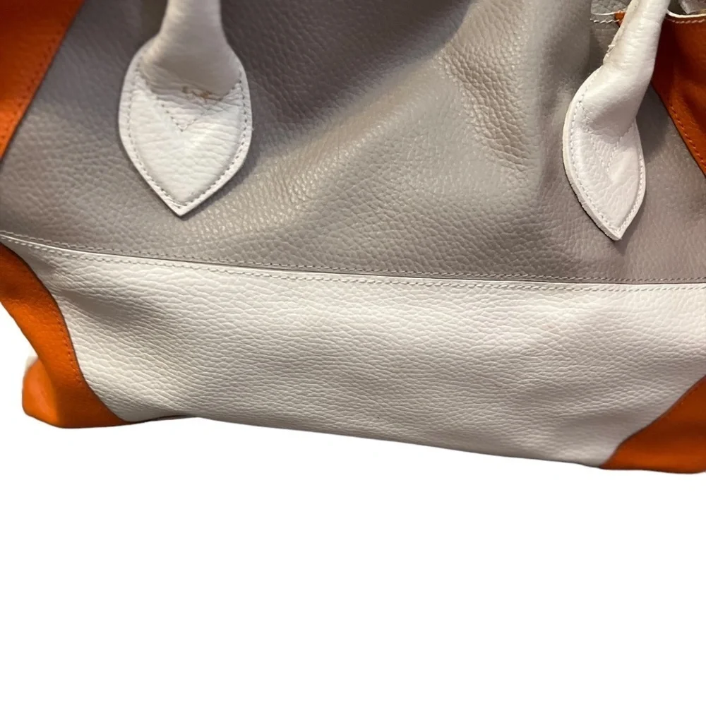 Aleanto Collezioni Genuine pebbled leather‎ Italian hobo Shoulder baTan & Orange